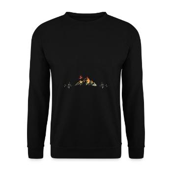 Ski Vintage Skier Herzschlag Berge Retro Skifahren - Unisex Pullover - Schwarz - Vorne - Alina (178cm) & Michal (187cm)