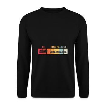 Ich meine Follower Wohnmobil Wohnwagen Geschenk - Unisex Pullover - Schwarz - Vorne - Alina (178cm) & Michal (187cm)