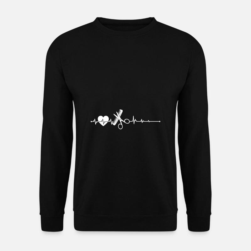 Friseurin Geschenk Barbier Herzschlag Barber Shop - Unisex Pullover - Schwarz