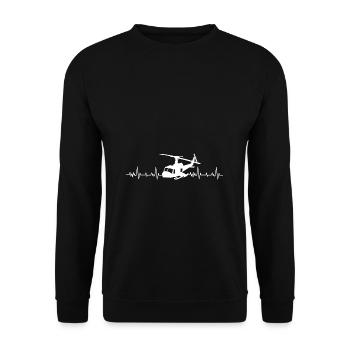 Herzschlag Helikoper Puls Hubschrauber Helikopterp - Unisex Pullover - Schwarz - Vorne - Alina (178cm) & Michal (187cm)