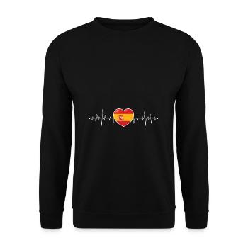 Spain Heartbeat / Pulse Spanish Flag Spaniard - Unisex Sweatshirt - black - Front - Alina (178cm) & Michal (187cm)