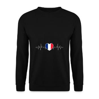 France Heartbeat / Pulse French Flag - Unisex Sweatshirt - black - Front - Alina (178cm) & Michal (187cm)