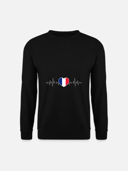 Frankreich Herzschlag / Puls Französische Flagge - Unisex Pullover - Schwarz