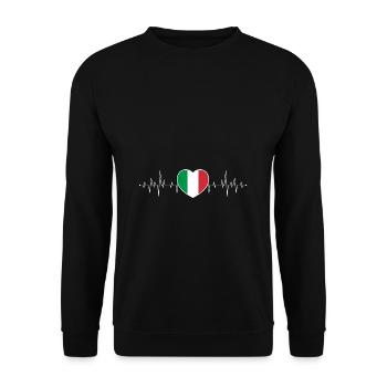 Italien Herzschlag / Puls Italienische Flagge - Unisex Pullover - Schwarz - Vorne - Alina (178cm) & Michal (187cm)