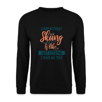 Skiing Skiing Skiing Skiing Skiing - Unisex Sweatshirt - black - Front - Alina (178cm) & Michal (187cm)