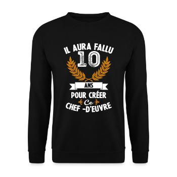 10 ans anniversaire 10 anniversaire cadeau 10 ans - Sweat-shirt Unisexe - noir - Devant - Alina (178cm) & Michal (187cm)