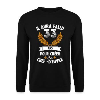 33 ans anniversaire 33 anniversaire cadeau 33 ans - Sweat-shirt Unisexe - noir - Devant - Alina (178cm) & Michal (187cm)