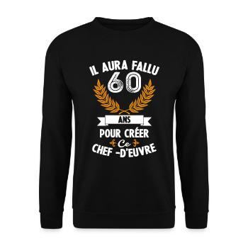 60 ans anniversaire 60 anniversaire cadeau 60 ans - Sweat-shirt Unisexe - noir - Devant - Alina (178cm) & Michal (187cm)