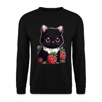 Ragamuffin Fraise Cat Cadeau - Sweat-shirt Unisexe - noir - Devant - Alina (178cm) & Michal (187cm)