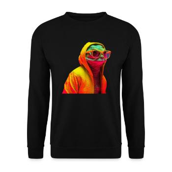 Gecko with Sunglasses Colorful Cool Reptiles - Unisex Sweatshirt - black - Front - Alina (178cm) & Michal (187cm)