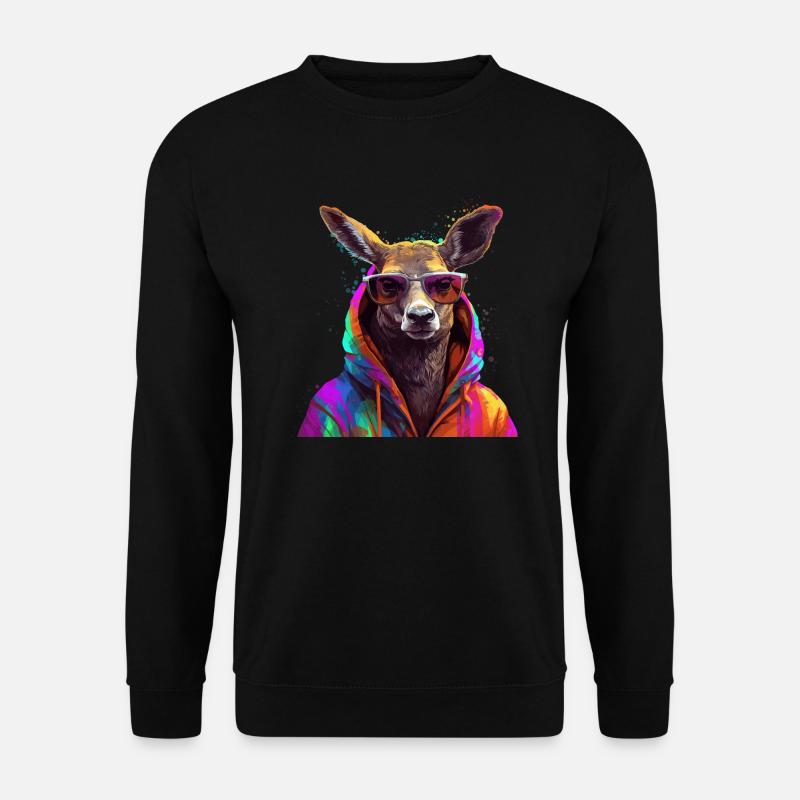 Reh mit Sonnenbrille Bunt Coole Hirsch Waldtier - Unisex Pullover - Schwarz