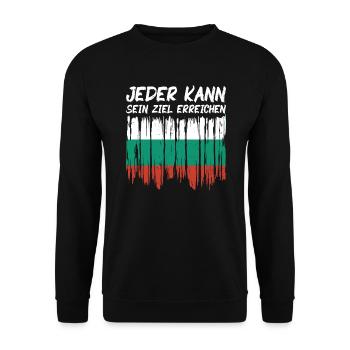 Bulgarien Flagge Bulgarische Fahne Goldstrand - Unisex Pullover - Schwarz - Vorne - Alina (178cm) & Michal (187cm)