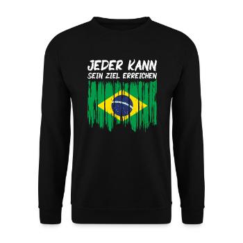 Brasilien Flagge Brasilianische Fahne Südamerika - Unisex Pullover - Schwarz - Vorne - Alina (178cm) & Michal (187cm)