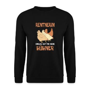 Rentnerin Hühner Hühnerzüchter - Unisex Pullover - Schwarz - Vorne - Alina (178cm) & Michal (187cm)