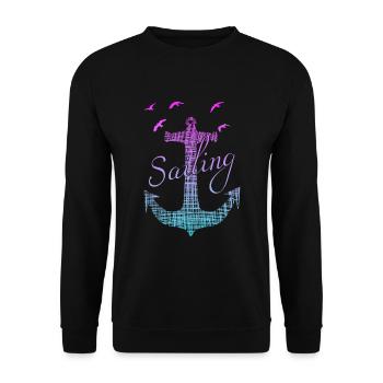 Anker Skipper Kapitän Segeln - Unisex Pullover - Schwarz - Vorne - Alina (178cm) & Michal (187cm)