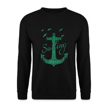 Sailing Captain Kapitän Anker Segeln - Unisex Pullover - Schwarz - Vorne - Alina (178cm) & Michal (187cm)