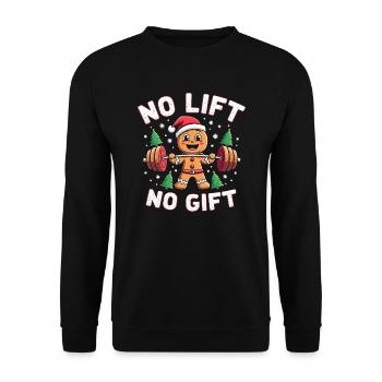 No Lift No Gift - Bodybuilder Gingerbread Man - Unisex Sweatshirt - black - Front - Alina (178cm) & Michal (187cm)