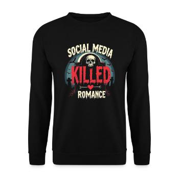 Social Media Killed the Romance | Drama - Unisex Pullover - Schwarz - Vorne - Alina (178cm) & Michal (187cm)