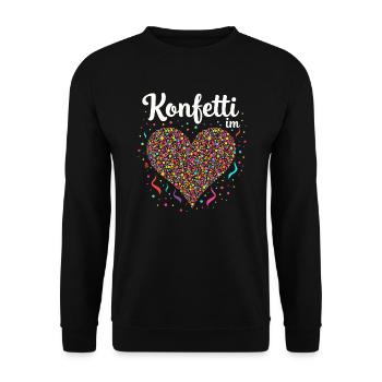 Konfetti im Herzen Karneval Fasching - Unisex Pullover - Schwarz - Vorne - Alina (178cm) & Michal (187cm)