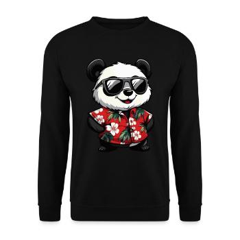 Panda Comic Lustig Sommer - Unisex Pullover - Schwarz - Vorne - Alina (178cm) & Michal (187cm)