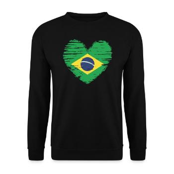 Brasilien Herz Flagge Fahne Wappen - Unisex Pullover - Schwarz - Vorne - Alina (178cm) & Michal (187cm)