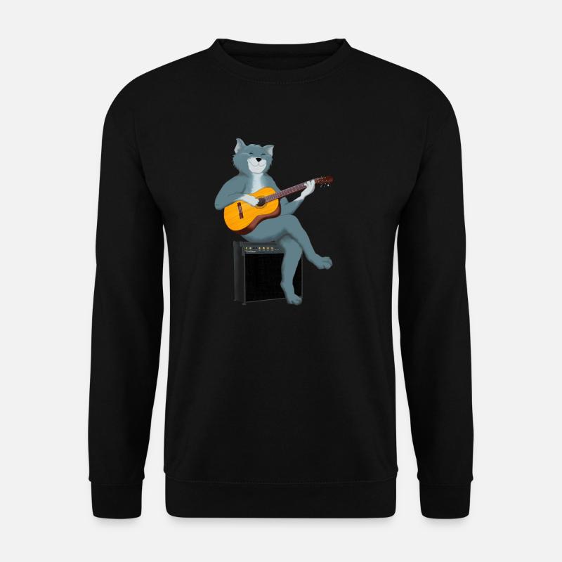 CAT PLAYING ACOUSTIC GUITAR - Unisex Sweatshirt - black