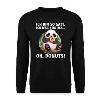 Süßer Panda Bambus Natur Donut Spruch - Unisex Pullover - Schwarz - Vorne - Alina (178cm) & Michal (187cm)
