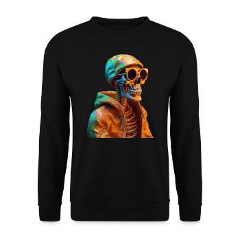Skeleton Halloween Horror Monster Blood Sunglasses - Unisex Sweatshirt - black - Front - Alina (178cm) & Michal (187cm)