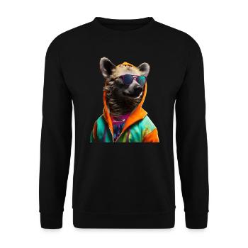 Hyena with Sunglasses Colorful Cool Hyenas Africa - Unisex Sweatshirt - black - Front - Alina (178cm) & Michal (187cm)