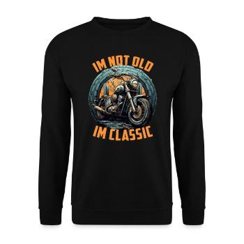 Im not Old Im classic vintage Chopper Motorcycle - Unisex Sweatshirt - black - Front - Alina (178cm) & Michal (187cm)