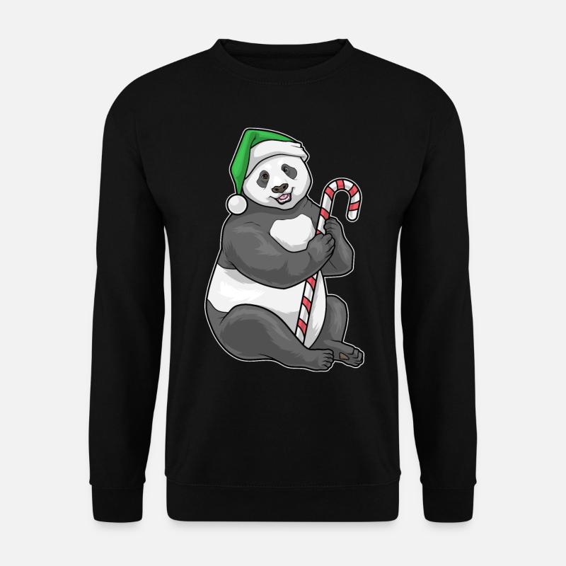 Panda Christmas Candy Cane - Unisex Sweatshirt - black