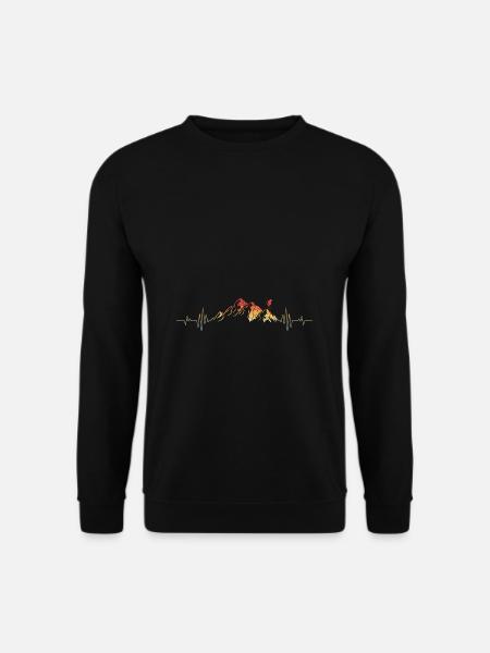 Ski Geschenk Skier Herzschlag Berge Retro Skifahre - Unisex Pullover - Schwarz