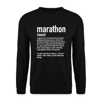 Marathon Definition | Marathonläufer Laufen - Unisex Pullover - Schwarz - Vorne - Alina (178cm) & Michal (187cm)