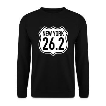 New York 26.2 Miles | Marathon Marathonläufer - Unisex Pullover - Schwarz - Vorne - Alina (178cm) & Michal (187cm)