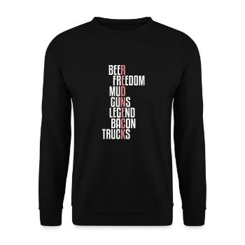 Redneck | Beer Freedom Mud Guns Legend Bacon Truck - Unisex Sweatshirt - black - Front - Alina (178cm) & Michal (187cm)