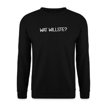 Wat want? | Berliner Schnauze, Berlin dialect - Unisex Sweatshirt - black - Front - Alina (178cm) & Michal (187cm)