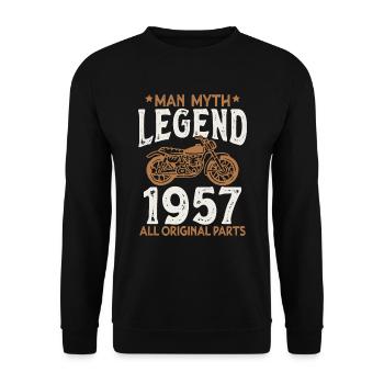 1957 Homme Mythe Légende Rétro Moto Anniversaire - Sweat-shirt Unisexe - noir - Devant - Alina (178cm) & Michal (187cm)