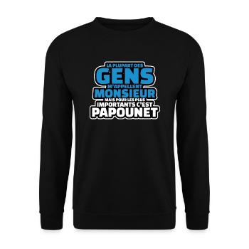 m appellent monsieur les plus importants papounet - Sweat-shirt Unisexe - noir - Devant - Alina (178cm) & Michal (187cm)