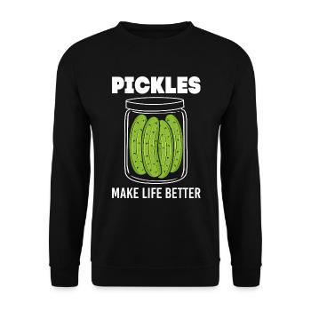 Gurke Gurken Essiggurke - Unisex Pullover - Schwarz - Vorne - Alina (178cm) & Michal (187cm)