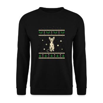 Sphynx Weihnachtsgeschenk - Unisex Pullover - Schwarz - Vorne - Alina (178cm) & Michal (187cm)