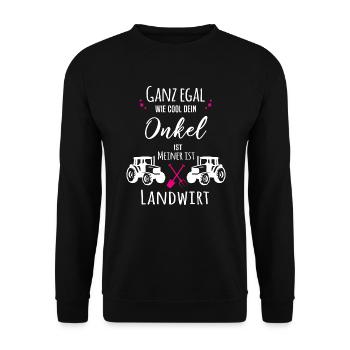 Mein Onkel ist Landwirt - Unisex Pullover - Schwarz - Vorne - Alina (178cm) & Michal (187cm)