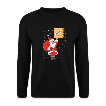 Santa Claus Christmas Santa Claus XMAS Pizza - Unisex Sweatshirt - black - Front - Alina (178cm) & Michal (187cm)