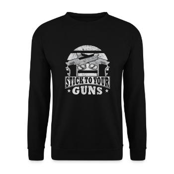 Waffen Pistole Stick to your Guns - Unisex Pullover - Schwarz - Vorne - Alina (178cm) & Michal (187cm)