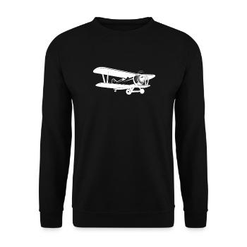 Airplane Propeller Biplane T-Shirt - Unisex Sweatshirt - black - Front - Alina (178cm) & Michal (187cm)