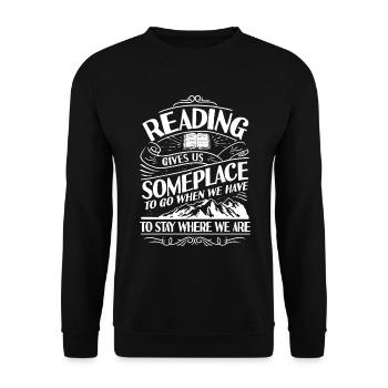 Book Books Reading Reader Librarian Bookworm - Unisex Sweatshirt - black - Front - Alina (178cm) & Michal (187cm)