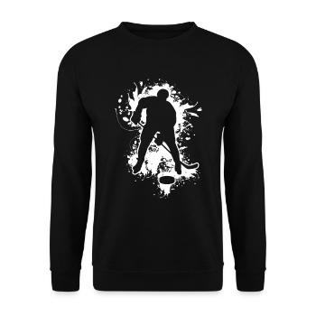 Joueur d'art Splash Silhouette de hockey sur glace - Sweat-shirt Unisexe - noir - Devant - Alina (178cm) & Michal (187cm)