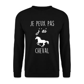 Je Peux Pas j'ai Cheval - Sweat-shirt Unisexe - noir - Devant - Alina (178cm) & Michal (187cm)