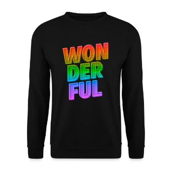 Wonderful | Strahle mit positiver LGBTQ Energie - Unisex Pullover - Schwarz - Vorne - Alina (178cm) & Michal (187cm)