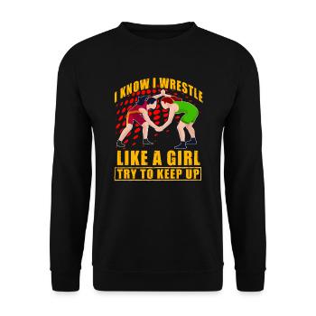 Je sais que je lutte comme une fille, j’essaie de suivre - Sweat-shirt Unisexe - noir - Devant - Alina (178cm) & Michal (187cm)