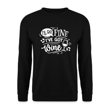 ICH HABE WEIN PARTIE ROTWEIN VINO LUSTIGES MOTIV - Unisex Pullover - Schwarz - Vorne - Alina (178cm) & Michal (187cm)